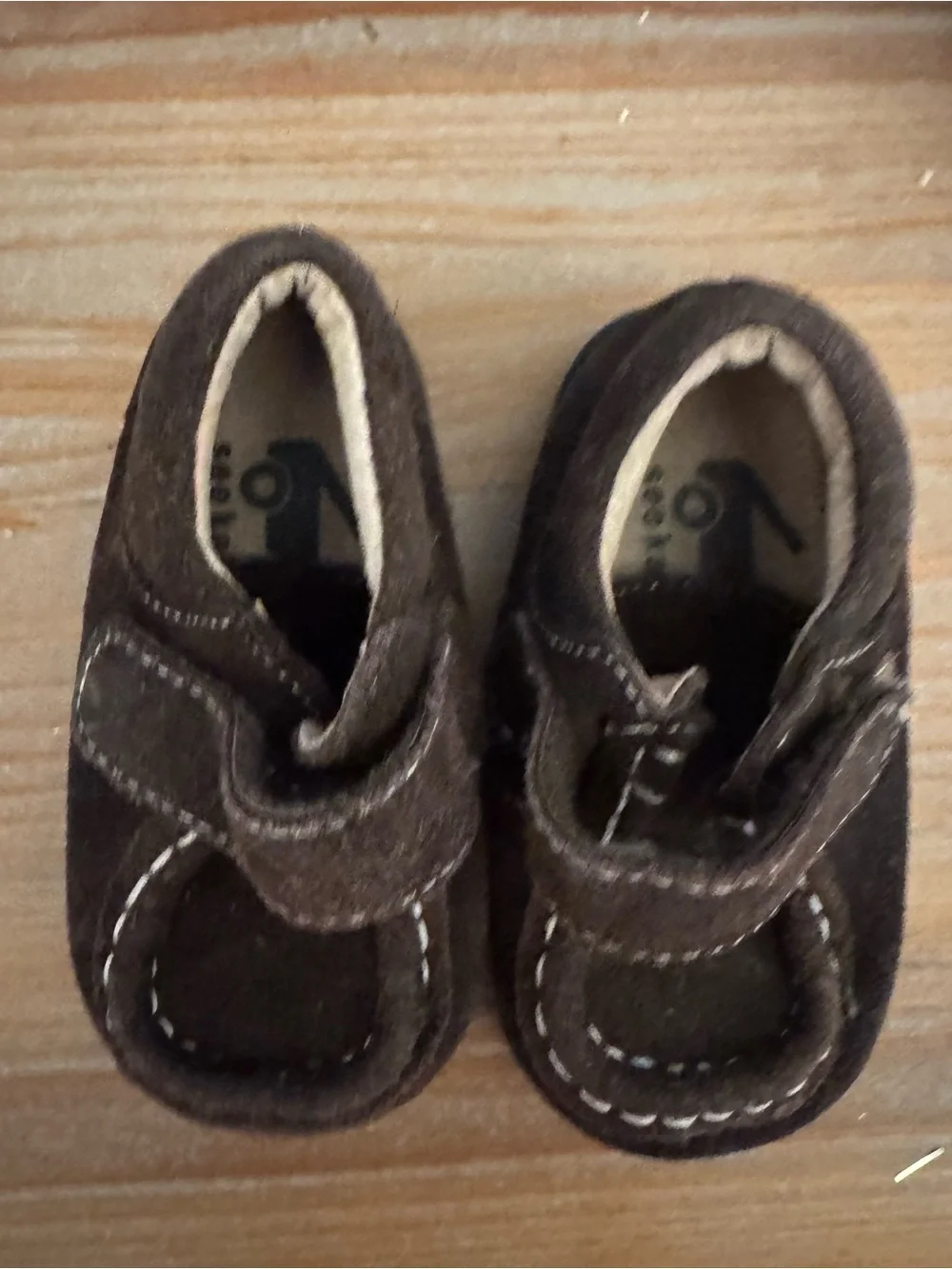 See Kai Run Toddler Brown Suede Moccasins with Hook-and-Loop Strap